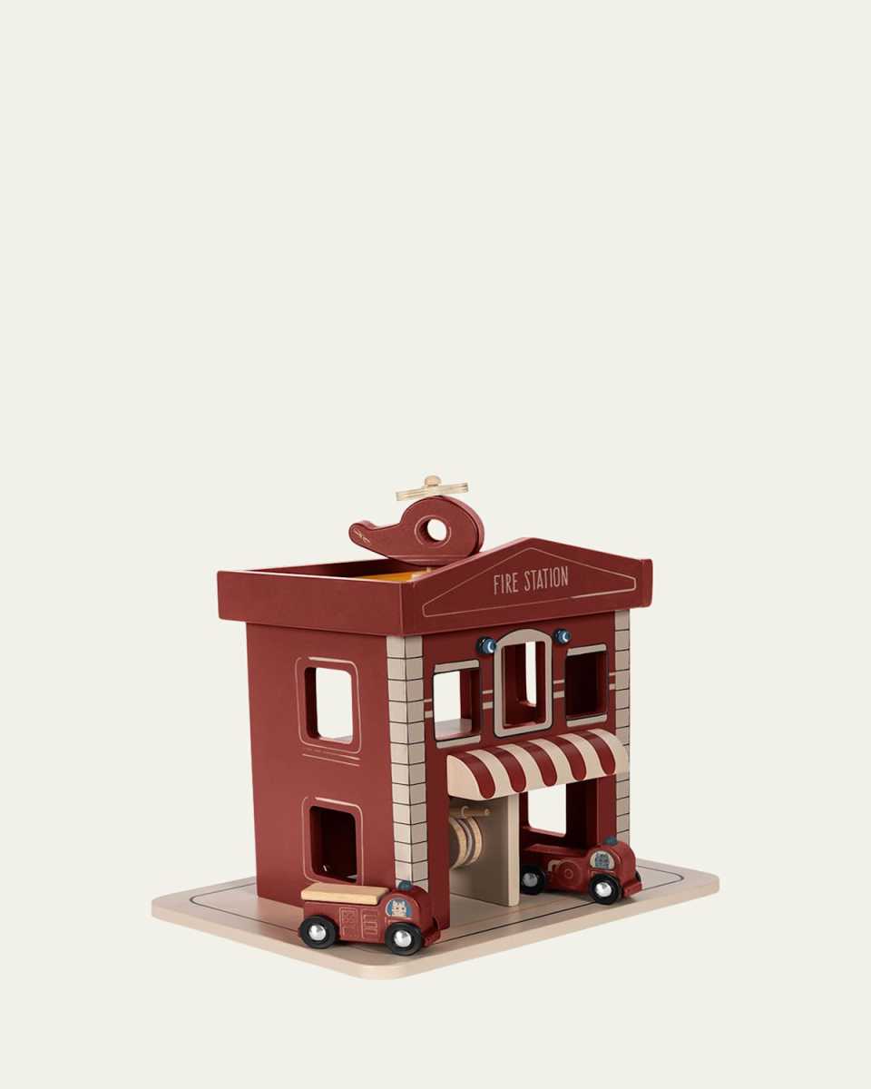Wooden Fire Station Toy Set